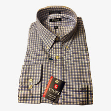 Chaps Performance Wrinkle Free Blue/White Plaid Button-Down Shirt Size 18.5