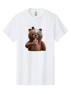 Robot-Teddy-Bear Mens Graphic Tee, 100% Cotton, Casual Summer Wear