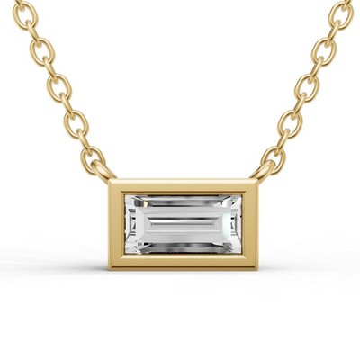 14K Gelbgold 1/2 Kt LG Baguette Form Diamant Solitär Anhänger