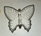 Vintage Glass Butterfly Shape Trinket Jewelry Candy Serving Dish  Clear