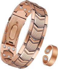 3X Strength Magnetic Copper Bracelet for Men - 99.9 Pure Copper Bracelet  Ring