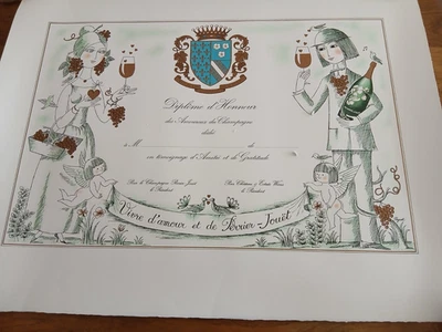 PEYNET-champagne PERRIER-JOUËT-AFFICHE-DIPLOME-65x50-GRAND PAPIER-ETAT NEUF - Photo 1/4