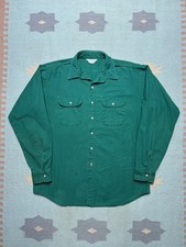 Vintage 80s long sleeve work shirt five brother heavy canvas aqua XL tall