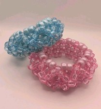 3D Kandi Bracelet Bundle 12 pc.  Flower Cuffs  Singles Pink Blue Rave BFF Gift