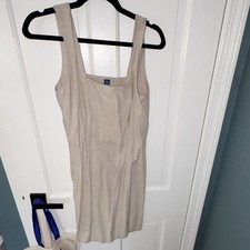 Old Navy Beige Solid Square Neck Smocked Sleeveless Short Dress Women S Tall