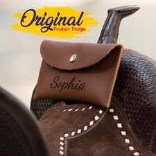 Personalized Genuine Leather Horse Saddle Bag, Real Leather Saddle Phone Holder