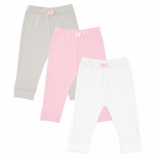 Luvable Friends Baby Tapered Ankle Pants, 3-Pack, Pink/Gray