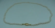 Akoya White 4.0 mm - 4.5 mm Pearl Necklace 14k Yellow Gold Clasp 18 Inches Long
