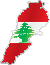 Lebanon Country Flag Map Car Bumper Window Mirror Sticker Decal 3"X6"