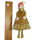 Vintage Golden Christmas Tree Girl Red Head Ornament Atomic Mod MCM 1950s — photo 2