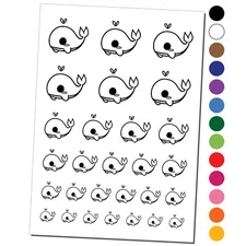 Sweet Kawaii Chibi Whale Temporary Tattoo Water Resistant Set Collection