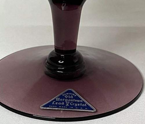 Old Morgantown Footed Compote Cased Lead Crystal Stella Vintage Amethyst - Picture 6 of 17