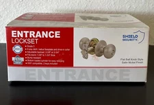 Shield Security Flat Ball Knob Style Entrance Lockset # 913866- Satin Nickel