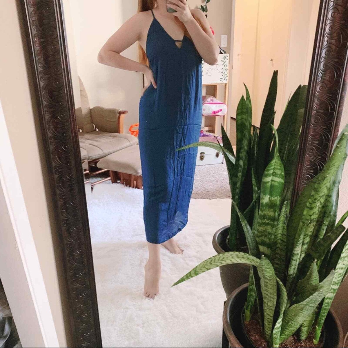 IRO Blue Eziane Metallic Crepe Slip Midi Dress | eBay
