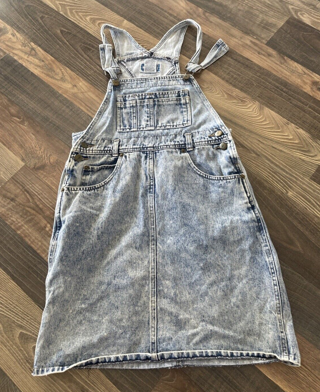 Chiori Blue Denim Jumper Dress Overalls Size M