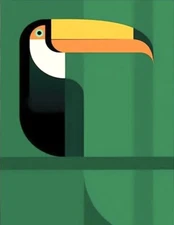 16.5"x12" Geometric Art Deco Modern Tropical Toucan Bird Canvas Art Print New