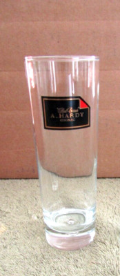 (2)  RED CORNER A. HARDY COGNAC FRANCE  BAR GLASS W/ BUBBLE BASE 6 3/4'' TALL