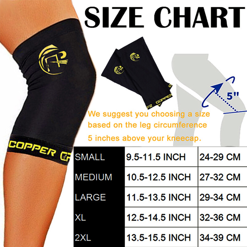 Copper Knee Support Compression Sleeve Brace Sport Joint Pain Relief  Arthritis Q