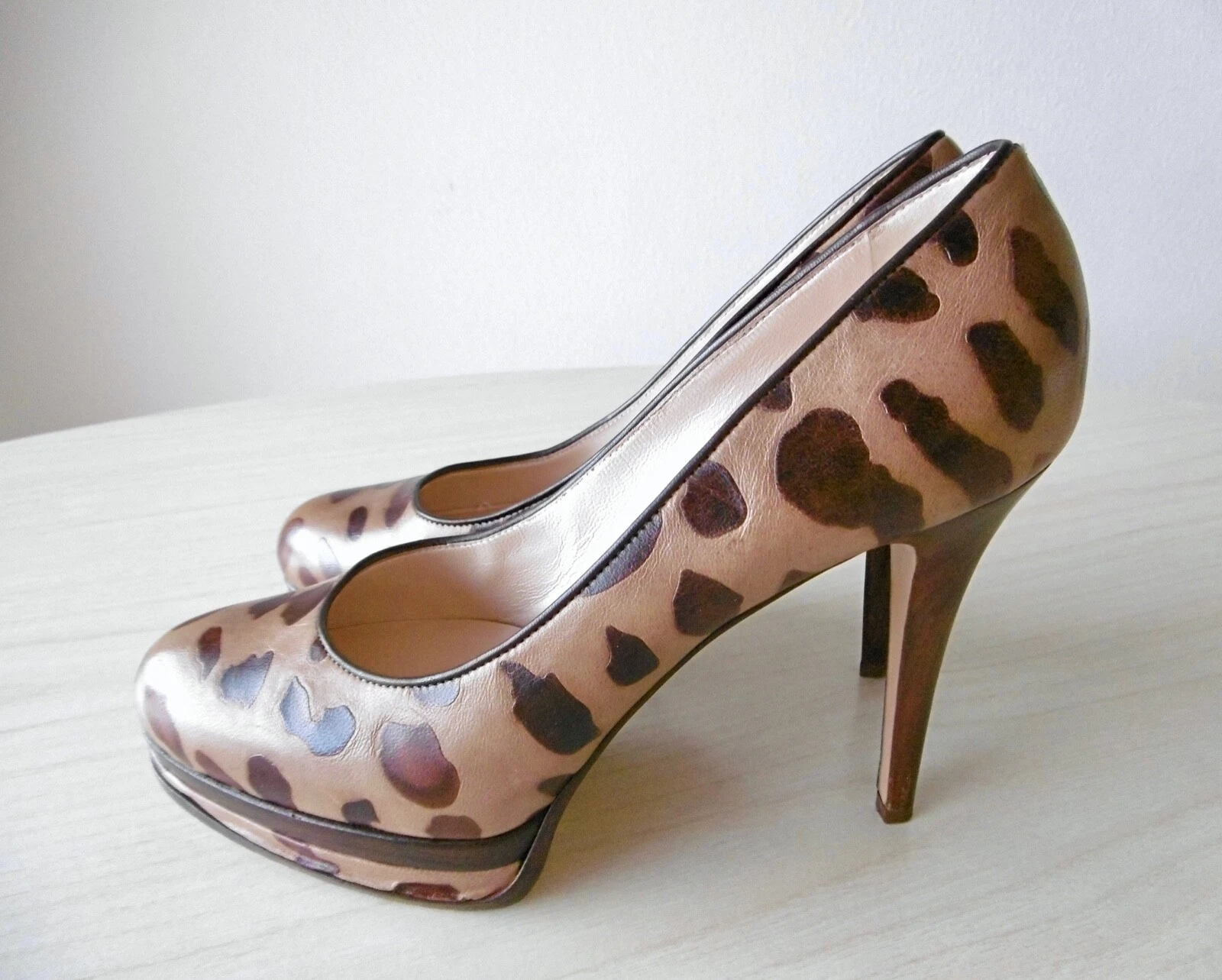Escarpins Talons Hauts Compensés Cuir Imprimé Leopard 38,5 CASADEI