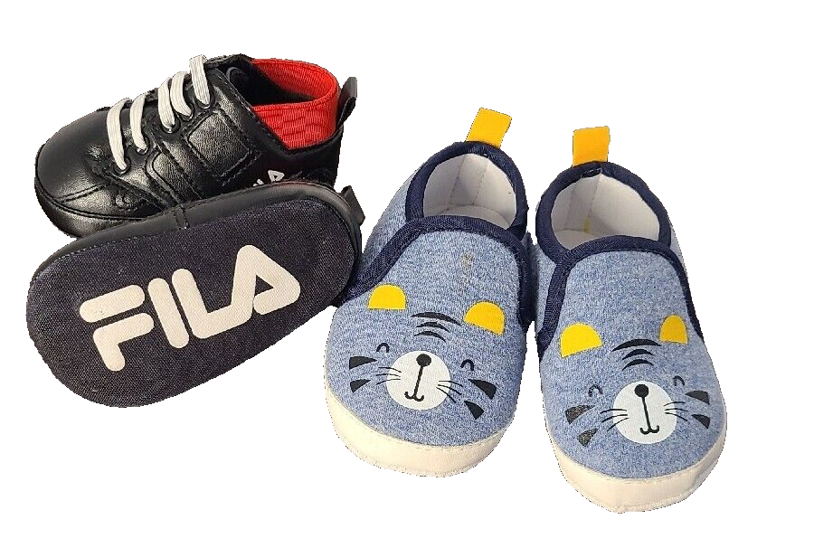 PONY Scarpe da ginnastica pull on nere Fila taglia 6 9 mesi rosse e blu bon bebe