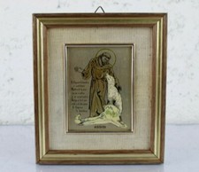 Quadretto Piccolo Quadro ASSISI con Cornice in Legno Religione VINTAGE Preghiera