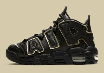 NIKE AIR MORE UPTEMPO GS YOUTH GRÖßE UK 4,5 EUR 37,5 (DD3038 001) SCHWARZ / GOLD