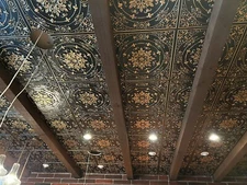 Tin Look Ceiling Tile TD18 Black Gold Glue Up/Drop In Set of 10 Tiles~40 sqft