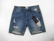 NWT UMGEE Women's Distressed Button-Fly Denim Biker Shorts Size 27 D800