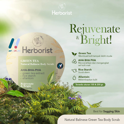 HERBORIST Natural Balinese Body Scrub Aloe Olive Rose Moist Glow Smooth 2X 100g