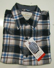 Weatherproof Ensign Blue L/S Plaid Flannel Shirt Cotton Sz XL X-Large Mens NWT