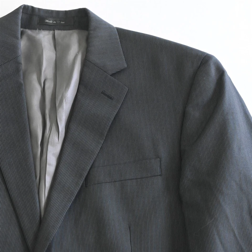 Michael Kors 40R 34x30 Negro Rayas 100% Lana Hombre Chaqueta Pantalones Traje Foto 3 de 4