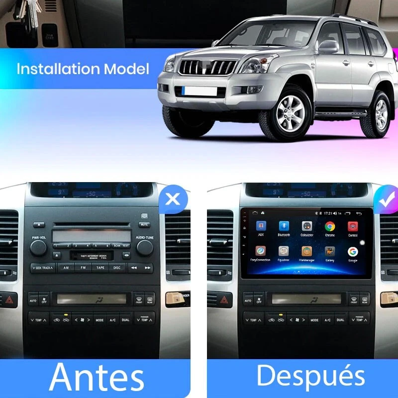 Radio Pantalla Android 12 GPS USB CARPLAY BT para Toyota Land Cruiser Prado 120 - Imagen 3 de 4