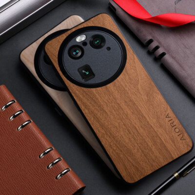 For OPPO Find X6 Pro, Luxury Business Retro Leather Wooden Pattern Case Cover
