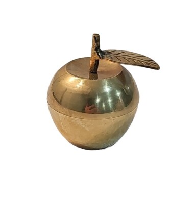 VINTAGE SOLID BRASS APPLE BELL TWO AND THREE QUARTER INCHES TALL NICE