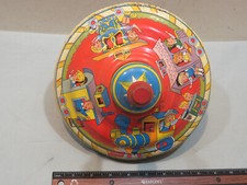 Vintage Ohio Art Toy Spinning Top w/Train Theme, Working