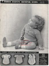 Knitting pattern copy 1830.   Baby rompers.  20-23" chest.  2ply/3ply/4ply