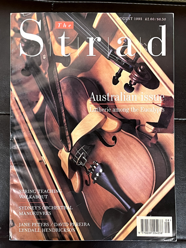 The Strad Magazine - August 1993 - Australian Issue, Jane Peters, David Pereira