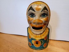 NICE VINTAGE J. CHEIN  1930'S  # 27 TIN LITHO MECHANICAL CLOWN  BANK #2