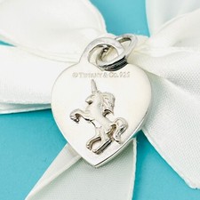 Maßgeschneidert Bedazzled Verziert Tiffany Silber Einhorn Herz Anhänger Charm Anhänger