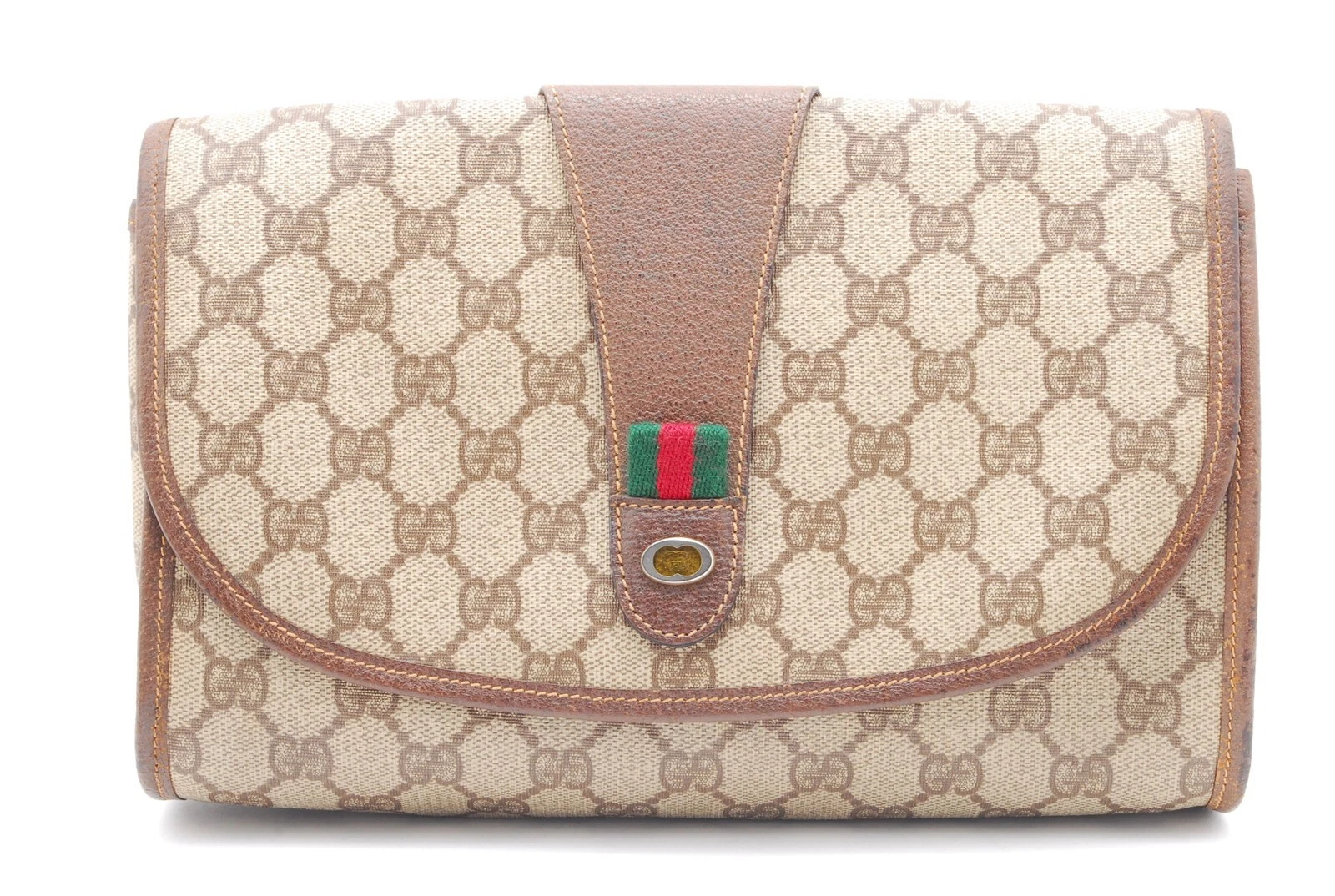 Sac pochette Gucci sac à main vintage ligne de sherry cuir marron JAPON