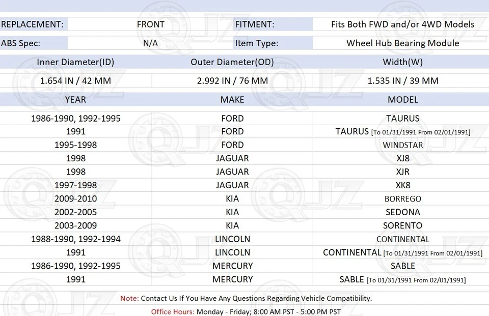 [DELANTERO (cantidad 1)] 513058 cojinete de rueda [76 mm OD] para Jaguar XK8 1997-1998 tracción trasera V8 Foto 2 de 4