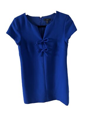 j crew cobalt blue dress J. Crew Cobalt Blue Lace Mini Fit & Flare Full Sleeve Dress