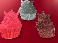 SET OF 3 DIE CUT EMBOSSED CUPCAKES DIE CUTS, 3 OPTIONS AVAILABLE
