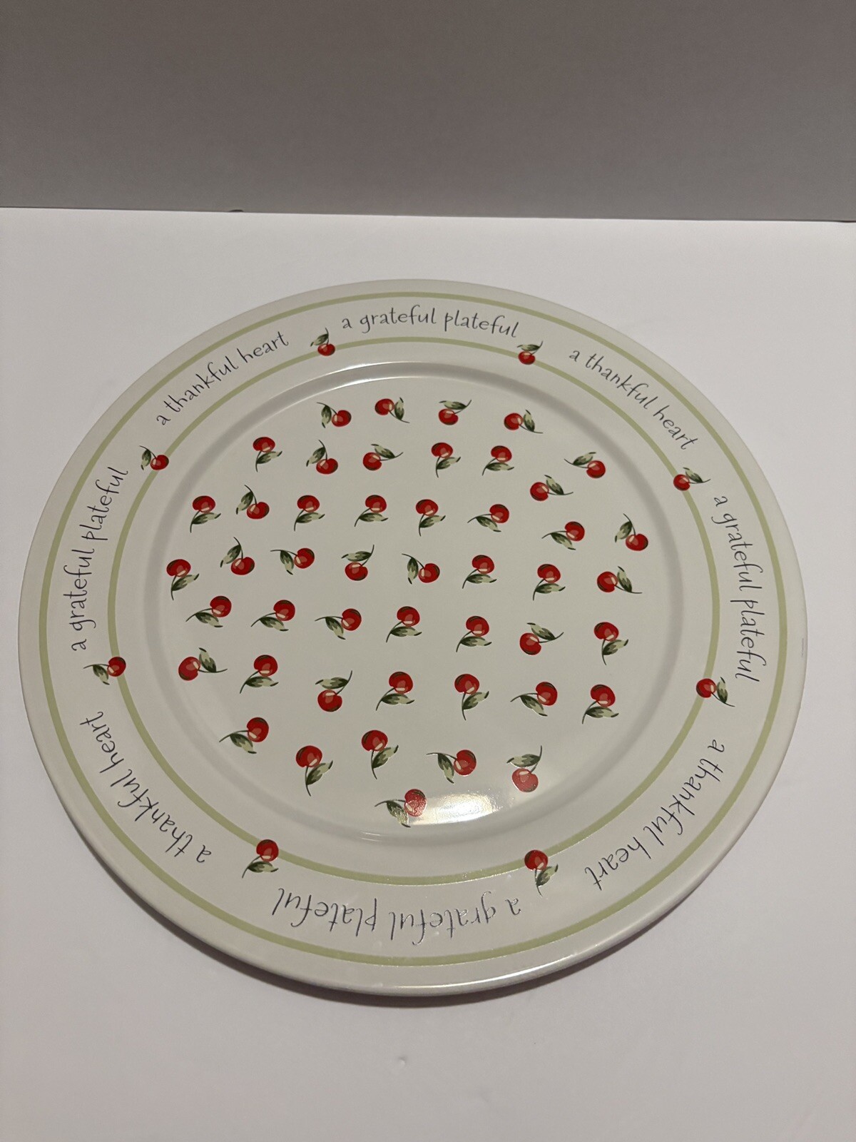 Giving Plate Hallmark "A Thankful Heart A Grateful Plateful” 12" Cherries