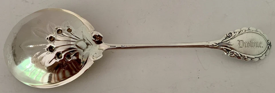 MOEDA GREGA GORHAM GRAVADA À MÃO E PERSEGUIDA OU ESTERLINA 9" COLHER DE BAGA DOURADA 1865 - Imagem 4 de 4