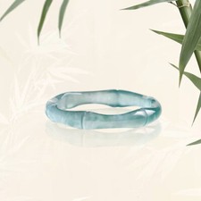Blue Real Myanmar Jade Bamboo Rings Burmese Jadeite Emerald Natural Jewelry