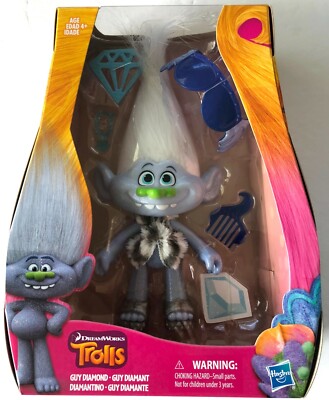 New Dreamworks Trolls Guy Diamomd 7'' Doll Glitter Troll Playset w/ Accessories!