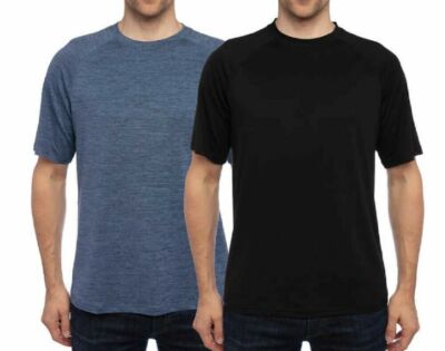Glacier Performance Men s 2-pack Tee T-Shirt Black Solid/Denim Space Dye, Size S