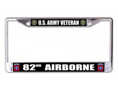 U.S. Army Veteran Chrome License Plate Frame - Stainless Steel, Made In USA
