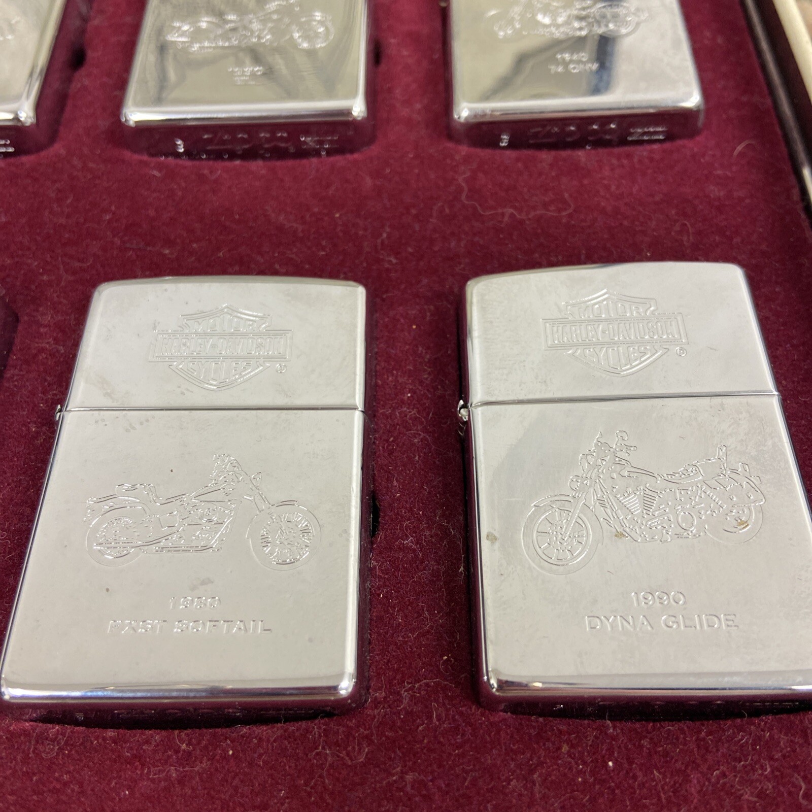 1900-1990 Zippo Harley Davidson Decades Chrome Set Of 10 Lighters READ DESCRIPTN
